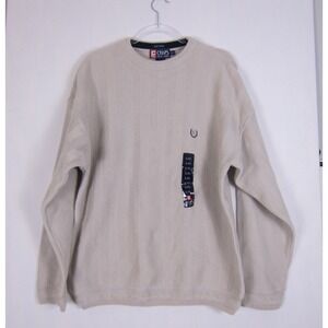 Chaps Ralph Lauren Hand Framed Knit Sweater Cotton Pullover White Mens Large NWT